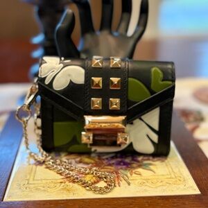 Michael Kors Whitney Small Butterfly Camo Leather Chain Wallet